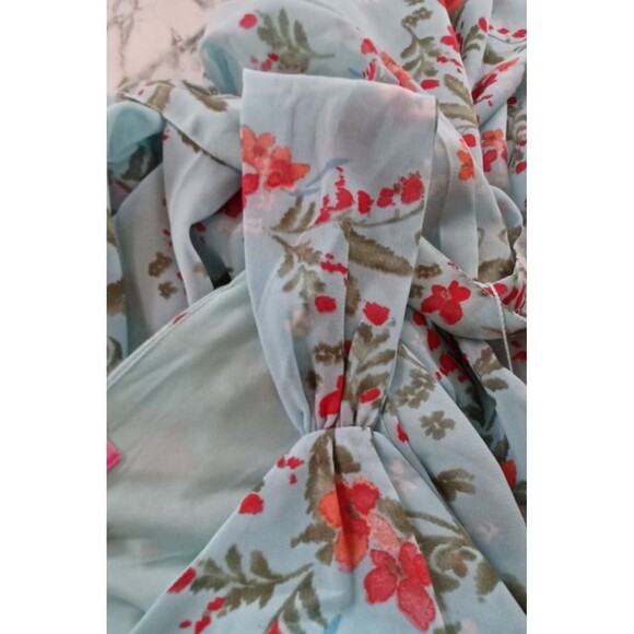 Woman Within 26W‎ 3X Midi Dress Blue Floral Sheer w/Liner  Cottagecore Boho - Picture 6 of 12